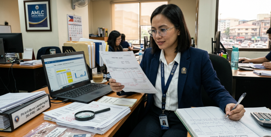 Firefly_Gemini Flash_Photorealistic candid office shot, 35-year-old Filipino female forensic accounting an 143770